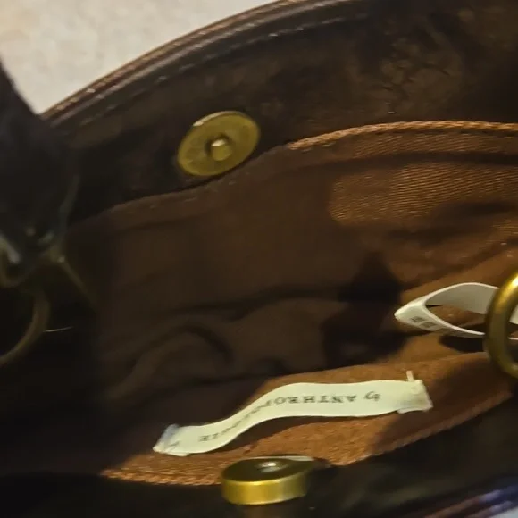 Anthropologie Metallic Copper Bronze 100% Sheep Leather Versatile Bag - Picture 9 of 10